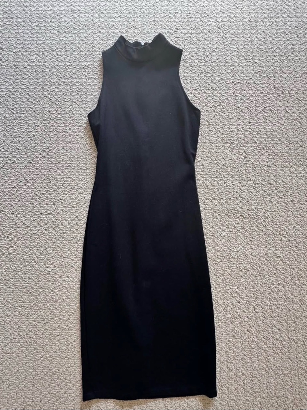 le chateau Black Sleeveless Mock Neck Midi Dress